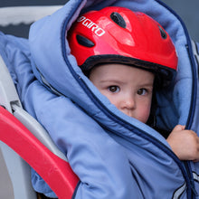 baby parka blue toddler coat on 18 month old in bike seat