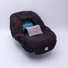 baby parka car seat cover black shown on car seat