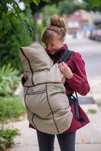 baby parka stone carrier coat mom wearing baby inward, as seen on Dragons' Den
